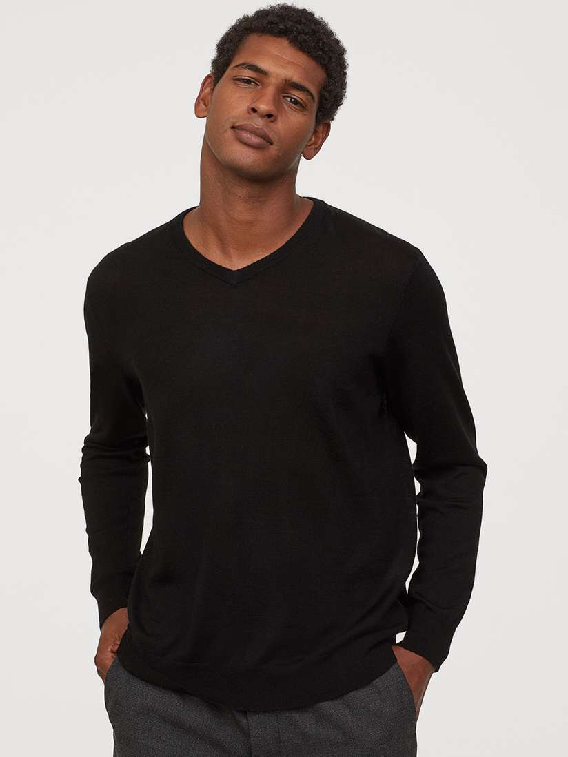Myntra Merino Wool Sweater H&m Buy H&M Men Black V-neck Wool-Blend Jumper  Sweaters For Men