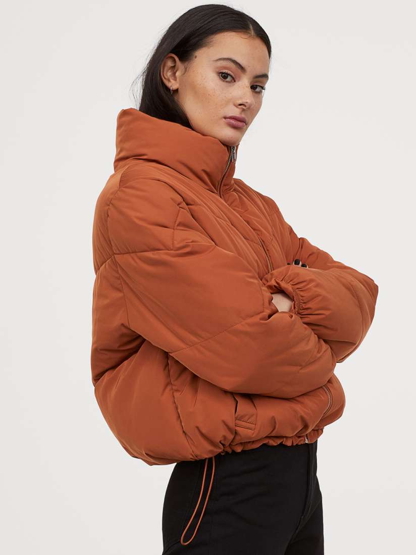 Buy H M Women Rust Orange Boxy Puffer Jacket Jackets for Women 11010068 Myntra