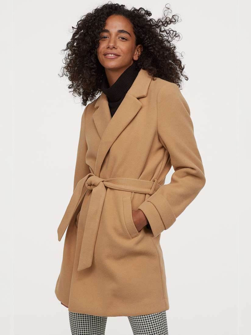 Buy H M Women Beige Felted Coat Coats for Women 11010022 Myntra