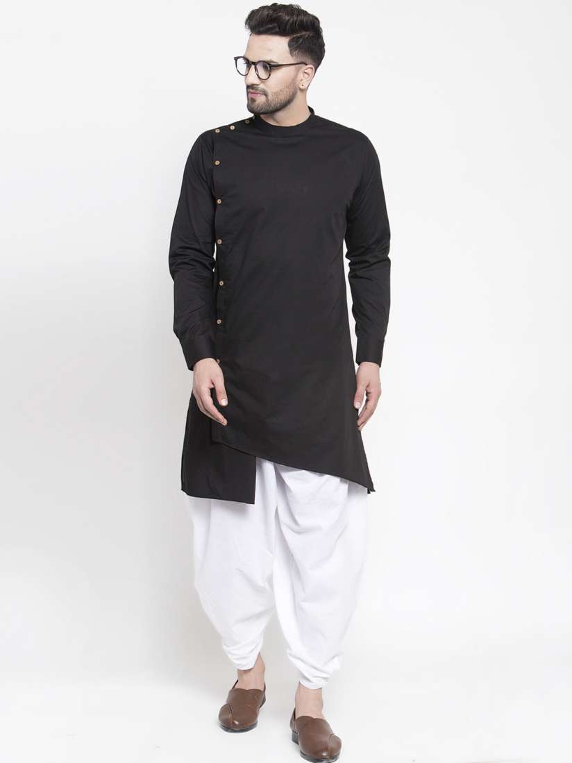 Buy Zotw Men Black Solid Asymmetric Straight Kurta Kurtas for Men 11011156 Myntra