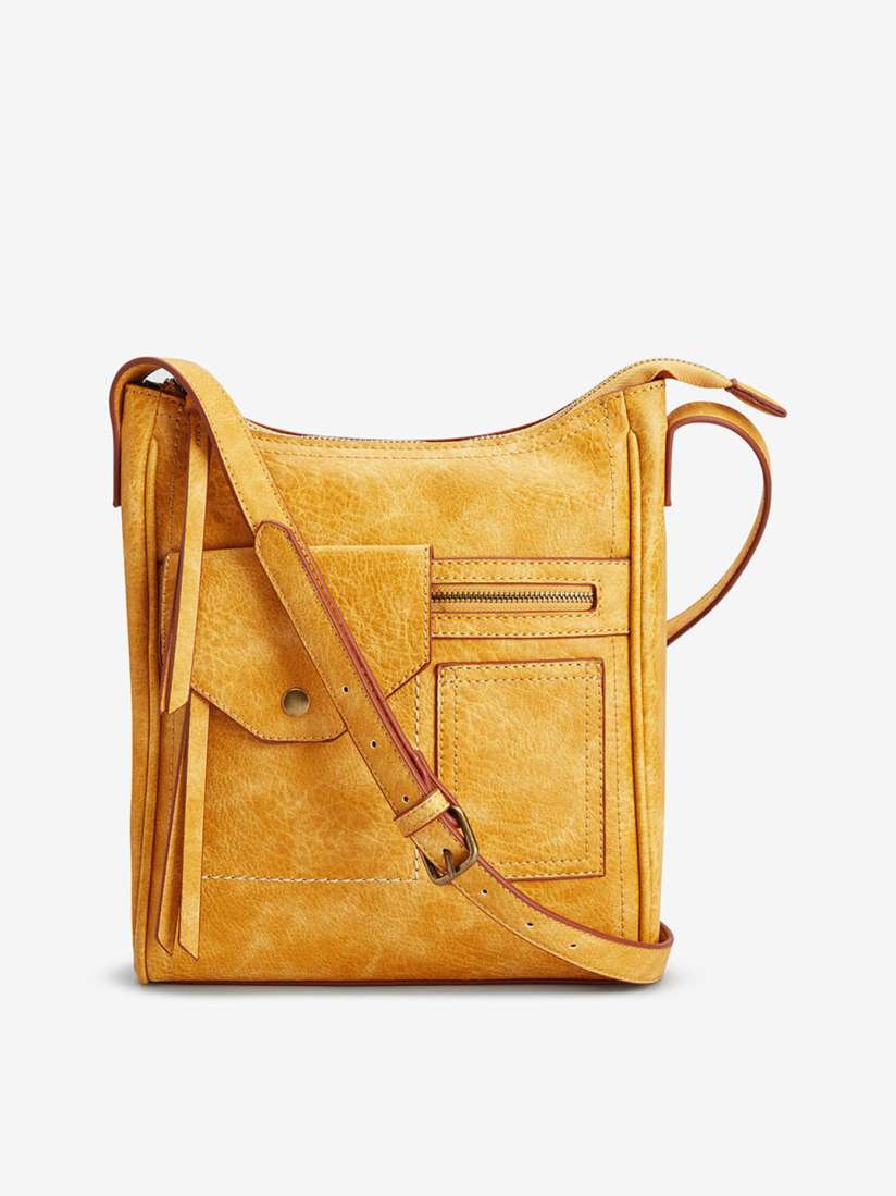 Buy next Mustard Textured Sling Bag Handbags for Women 11038982 Myntra