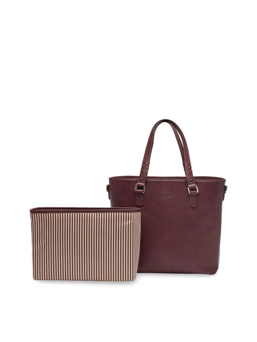 Buy tohl Brown Solid Leather Handheld Bag Handbags for Women 11040362 Myntra