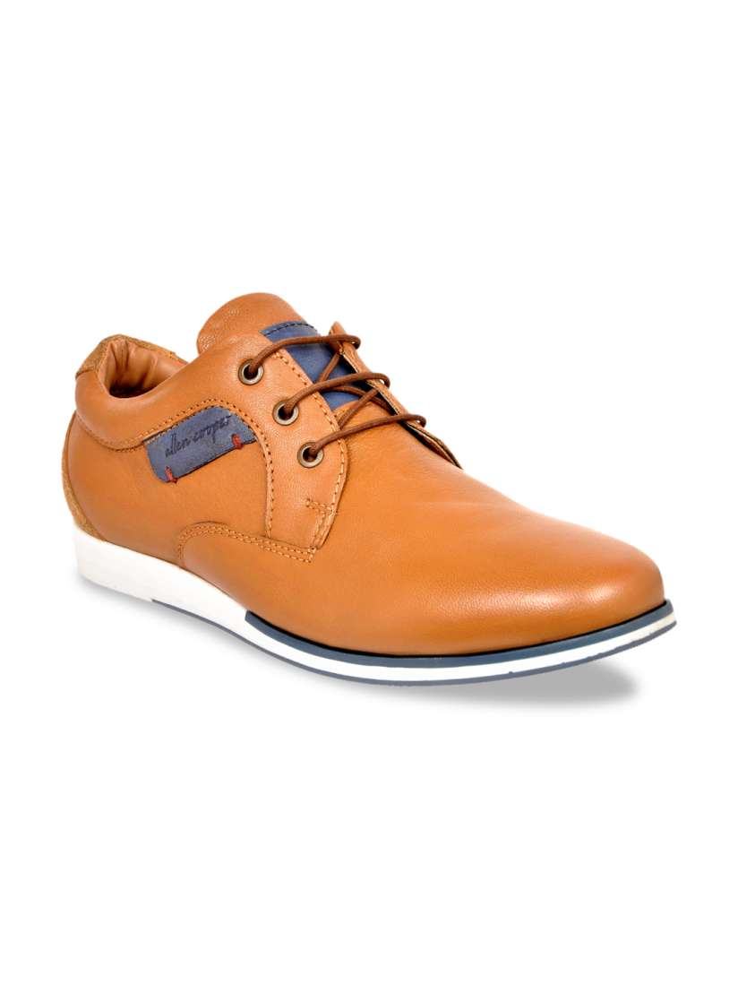 Buy Allen Cooper Men Tan Brown Leather Sneakers Casual Shoes for Men 11037850 Myntra