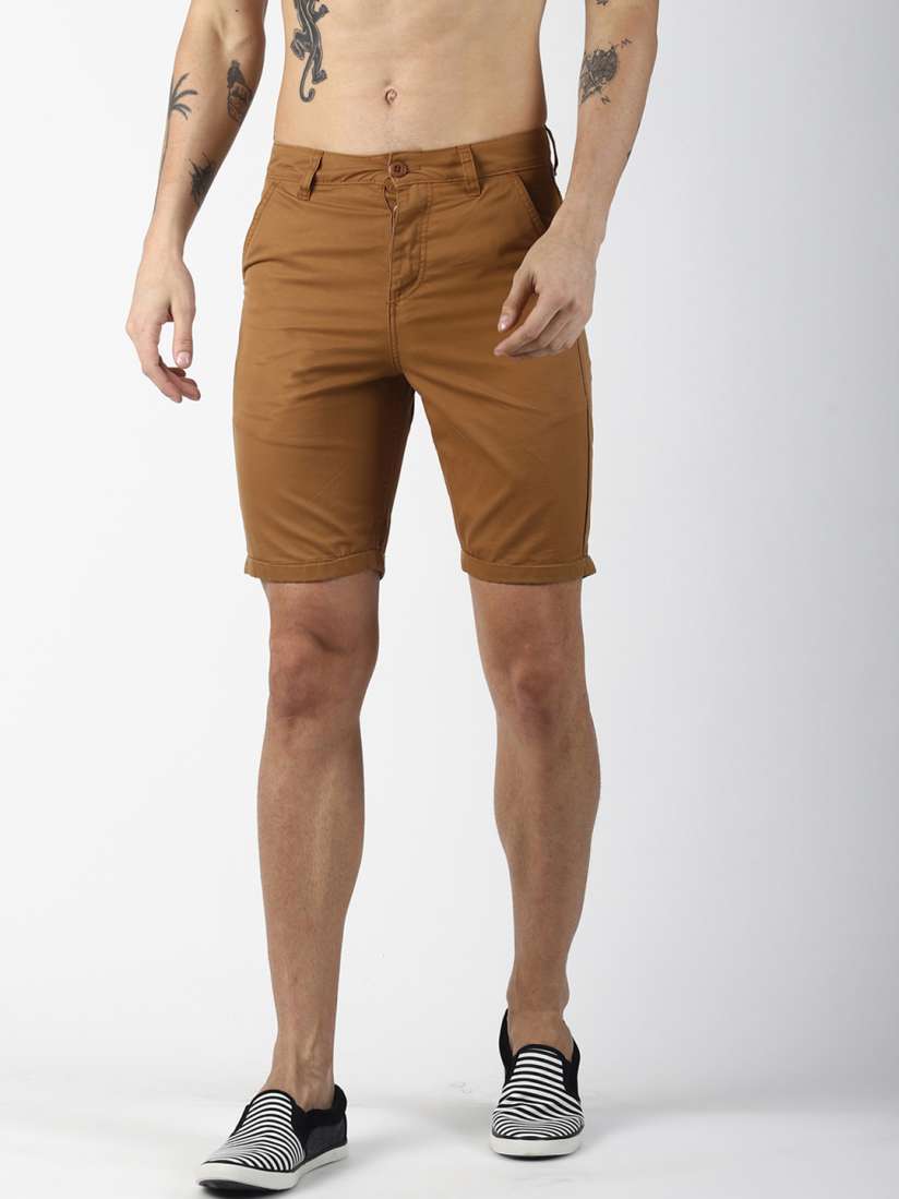 Buy Blue Saint Men Brown Solid Slim Fit Regular Shorts Shorts for Men 11046322 Myntra
