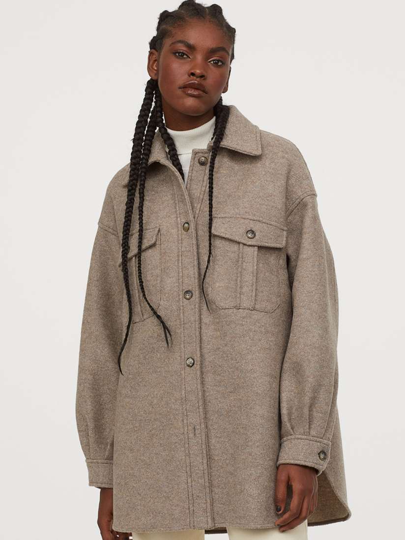 Wool shirt jacket women on sale