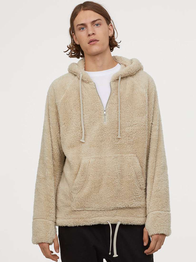 Pile hooded top on sale