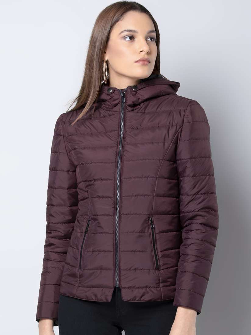 Buy FabAlley Women Purple Solid Puffer Jacket Jackets for Women 11067494 Myntra