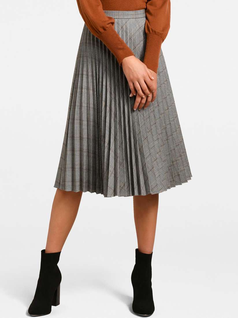 Buy Forever New Women Grey Checked Flared Pleated Midi Skirt Skirts for Women 11064702 Myntra