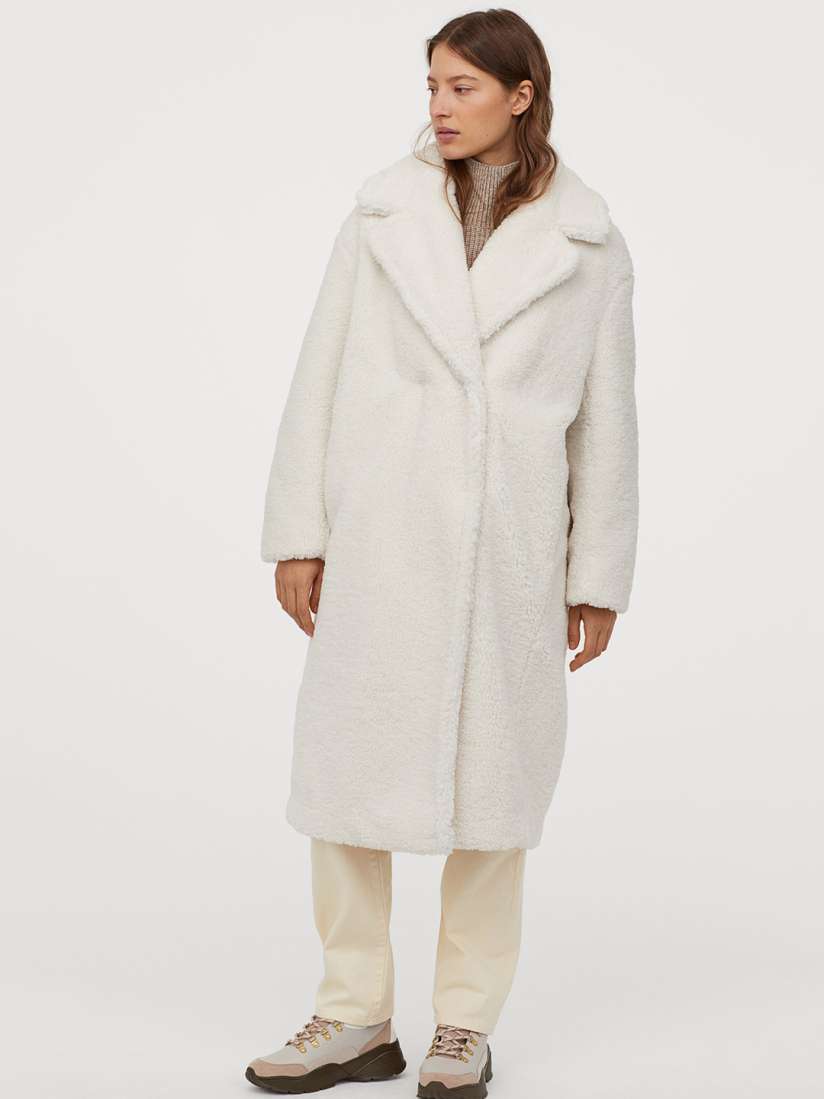 Buy H M Women White Solid Pile Coat Coats for Women 11082234 Myntra