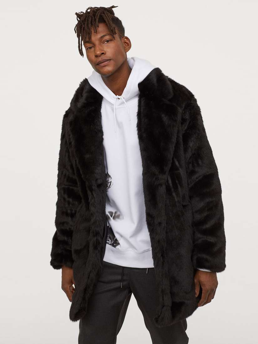 H&m mens fur coat on sale