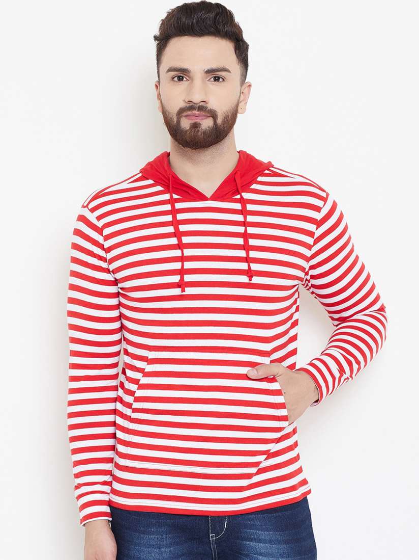 Buy GRITSTONES Men White Red Striped Hooded T shirt Tshirts for Men 11104470 Myntra