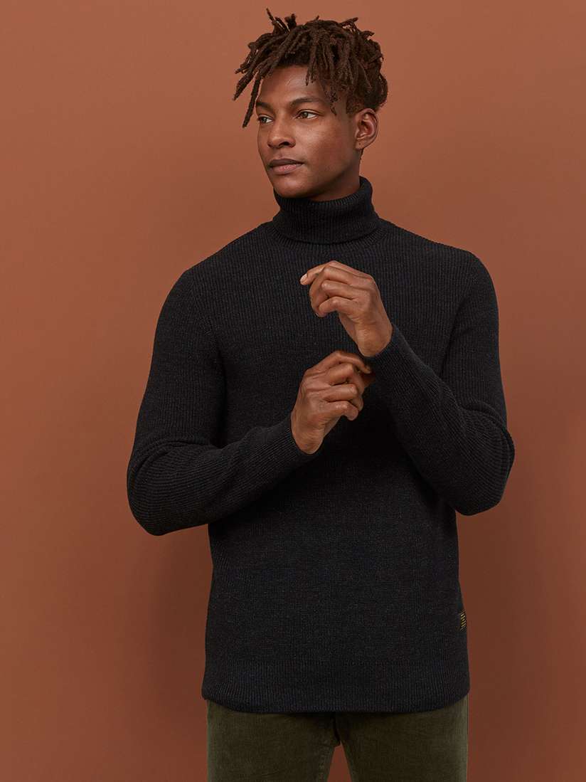 H&m Black Turtleneck Jumper Mens Buy H&M Men Black Knitted