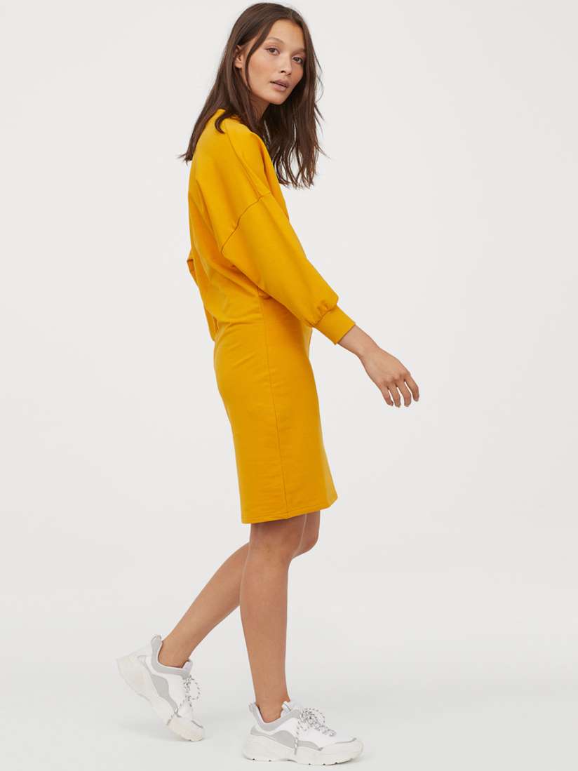 Yellow sweatshirt dress cheap