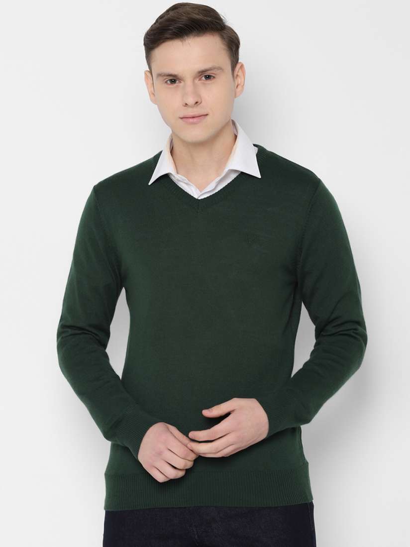 Buy Allen Solly Men Green Solid Sweater Sweaters for Men 10939214 Myntra