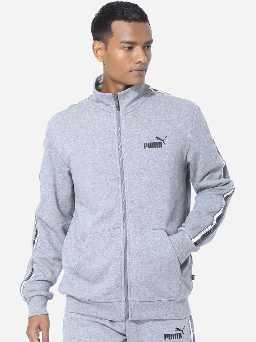 Buy Puma Men Grey Melange Solid Tape Track Jacket TR Jackets for Men 10952362 Myntra