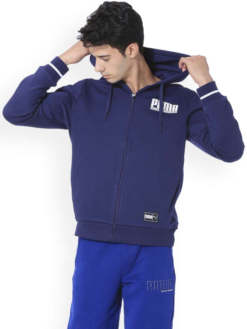 Buy Puma Men Blue Solid Style Athletics FZ Hoody FL Track Jacket Jackets for Men 10952386 Myntra
