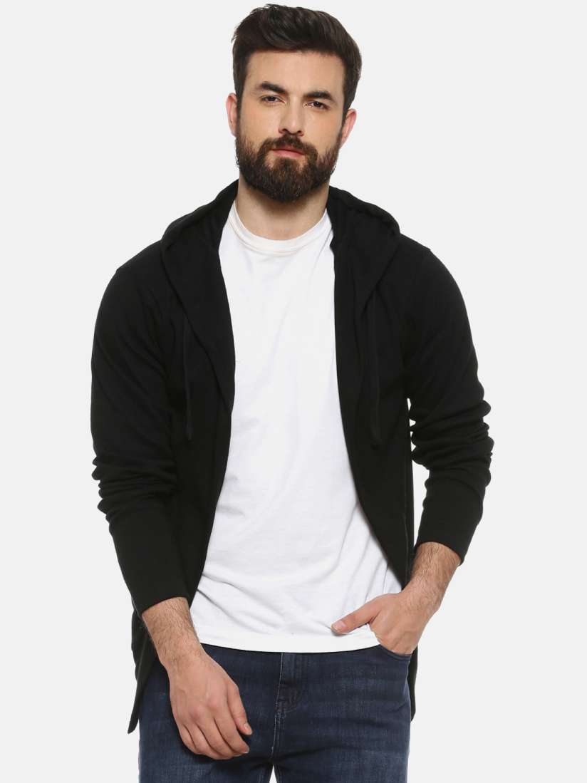 Buy Campus Sutra Men Black Solid Hooded Open Front Shrug Shrug for Men 11140554 Myntra
