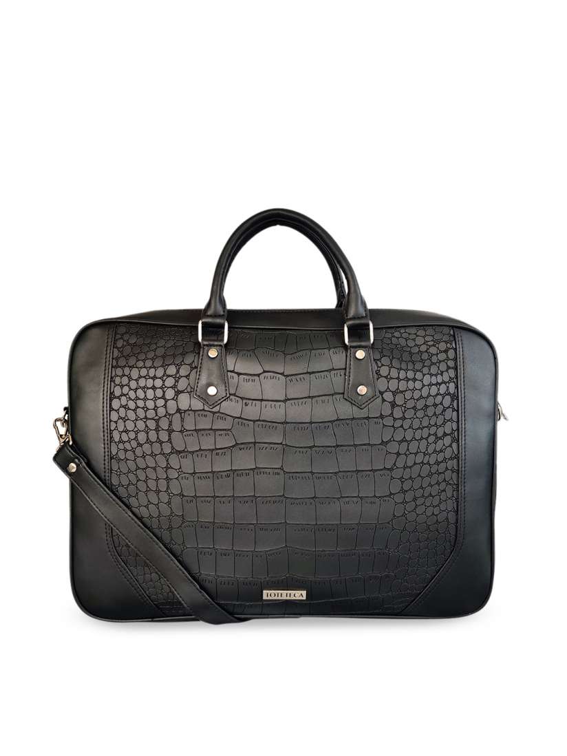 Buy Toteteca Unisex Black Textured Laptop Bag Laptop Bag for Unisex 11158788 Myntra