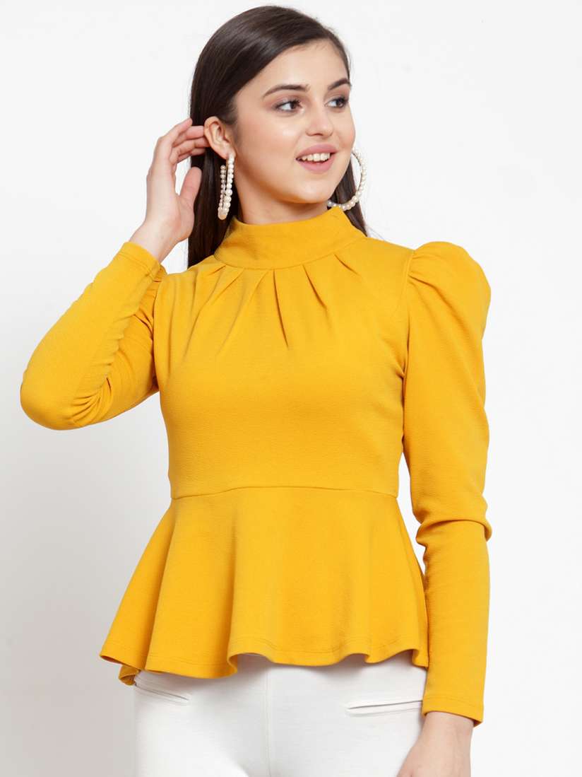 High neck peplum top clearance
