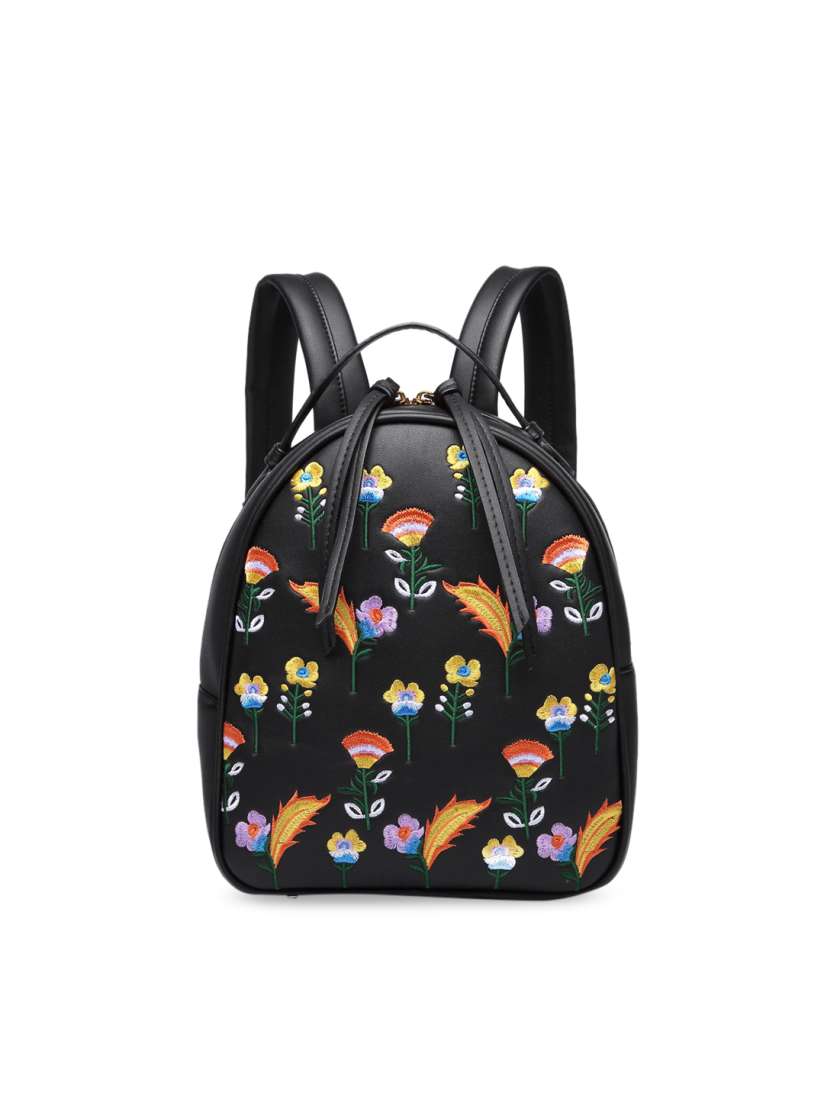 Black embroidered backpack sales