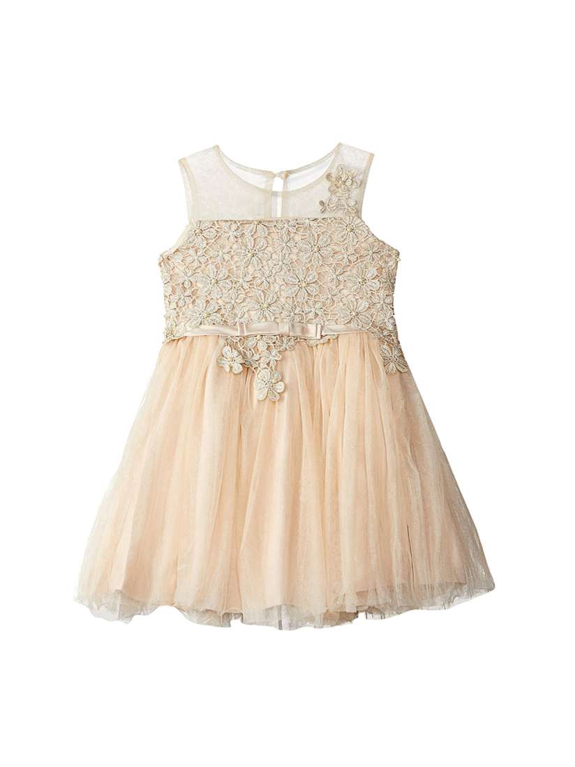 Buy Si Rosa Girls Champagne Embroidered Fit and Flare Dress Dresses for Girls 11179592 Myntra