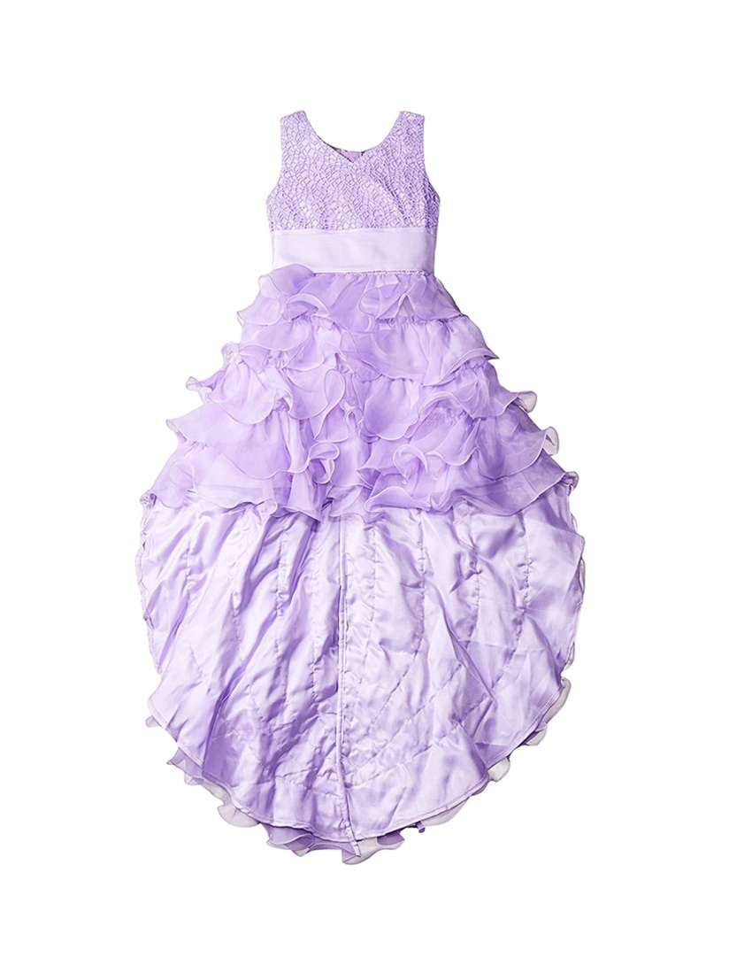 Buy Si Rosa Girls Purple Self Design Layered Maxi Dress With Detachable Tail Dresses for Girls 11179532 Myntra