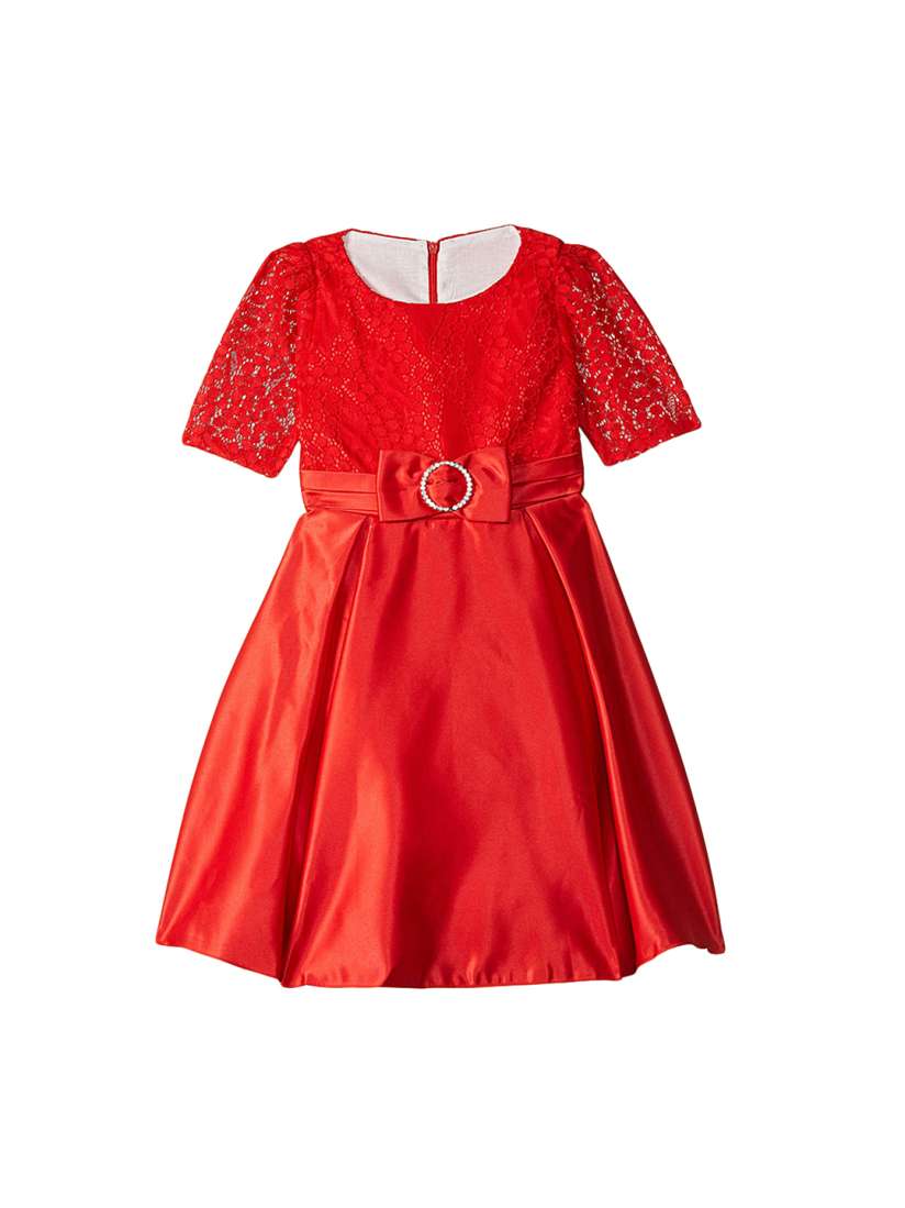 Buy Si Rosa Girls Red Self Design Fit and Flare Dress Dresses for Girls 11179418 Myntra