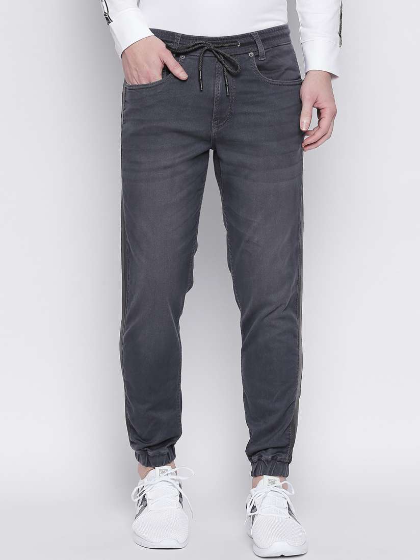 Buy Mufti Men Grey Slim Fit Mid Rise Solid Stretchable Jogger Jeans Jeans for Men 11186628 Myntra
