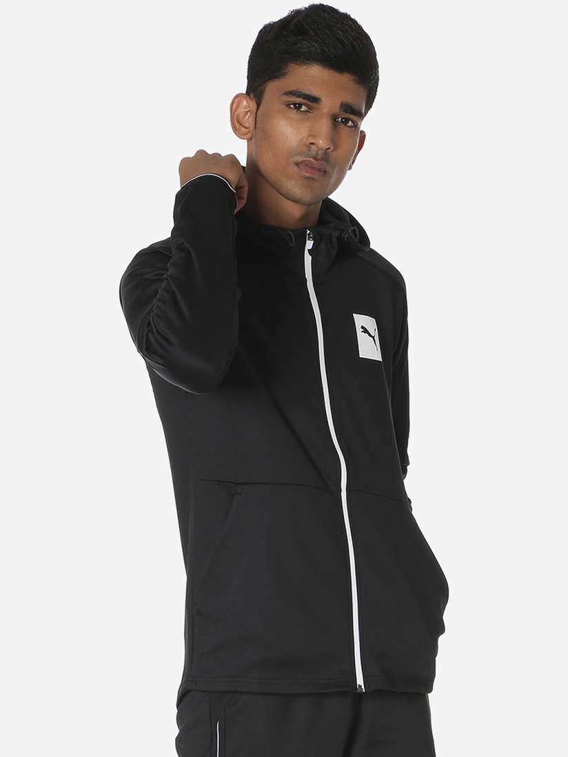 Buy Puma Men Black Solid Sporty Tec Sports FZ Hoody Jacket Jackets for Men 11107294 Myntra