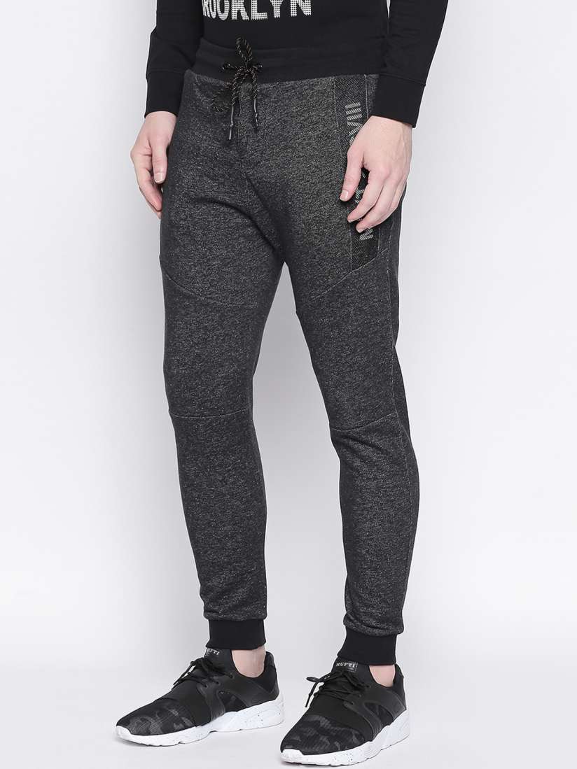 Buy Mufti Men Black Solid Slim Fit Joggers Track Pants for Men 11225560 Myntra