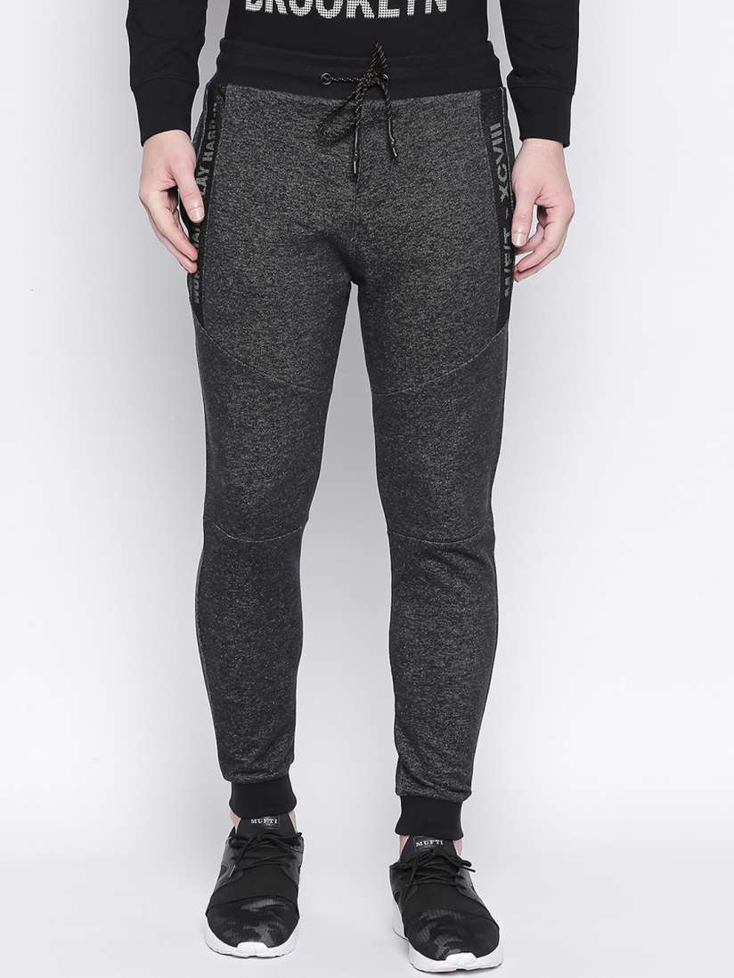 Buy Mufti Men Black Solid Slim Fit Joggers Track Pants for Men 11225566 Myntra