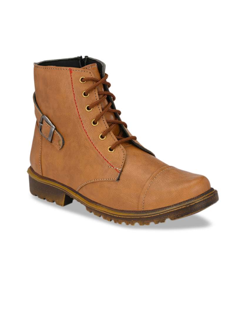 Buy Big Fox Men Tan Brown Solid Mid Top Flat Boots Casual Shoes for Men 11225026 Myntra