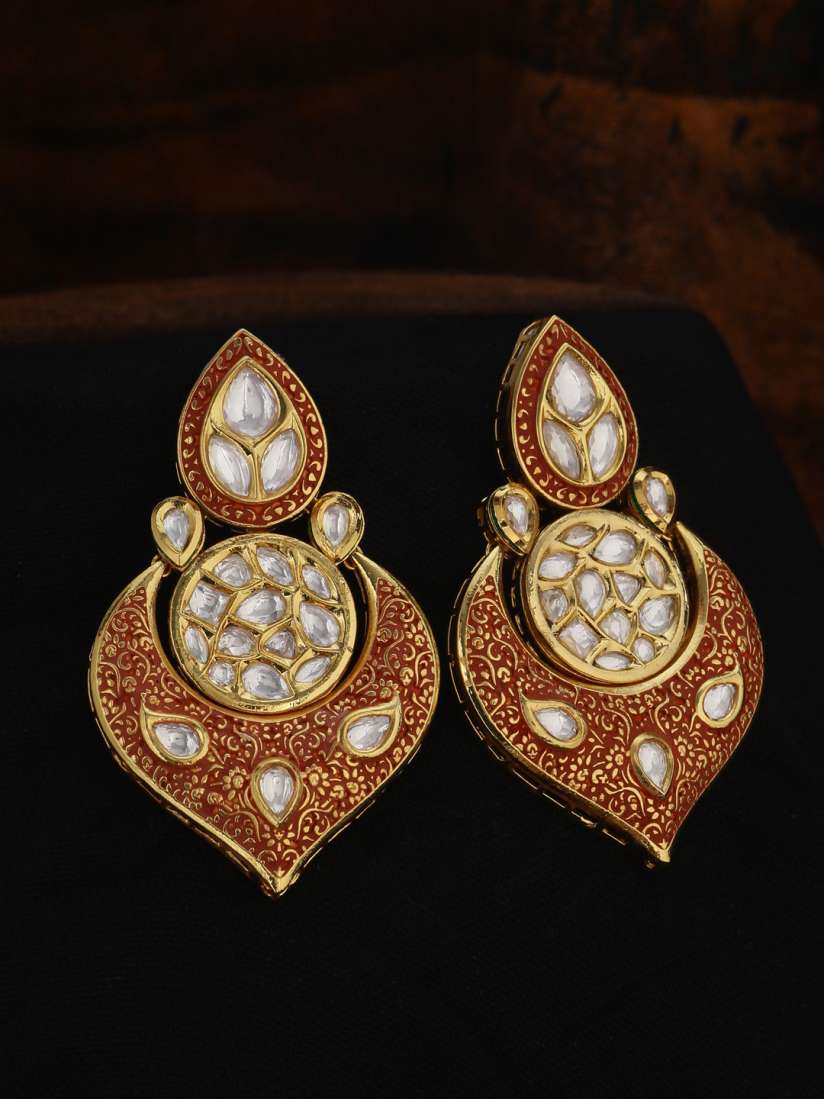 Buy Tistabene Gold Toned Maroon Enamelled Classic Drop Earrings Earrings for Women 11240926 Myntra