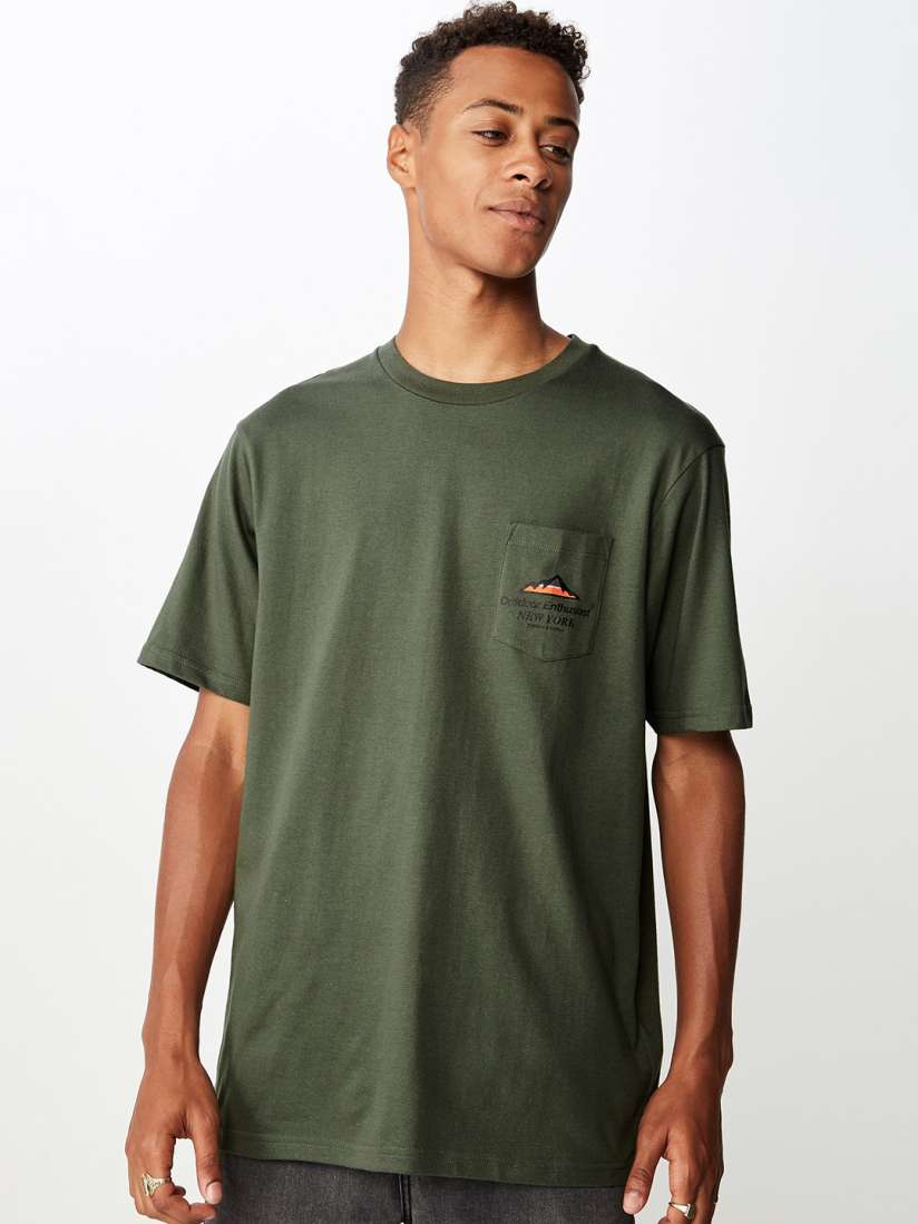 Buy COTTON ON Men Olive Green Solid Round Neck T shirt Tshirts for Men 11118236 Myntra