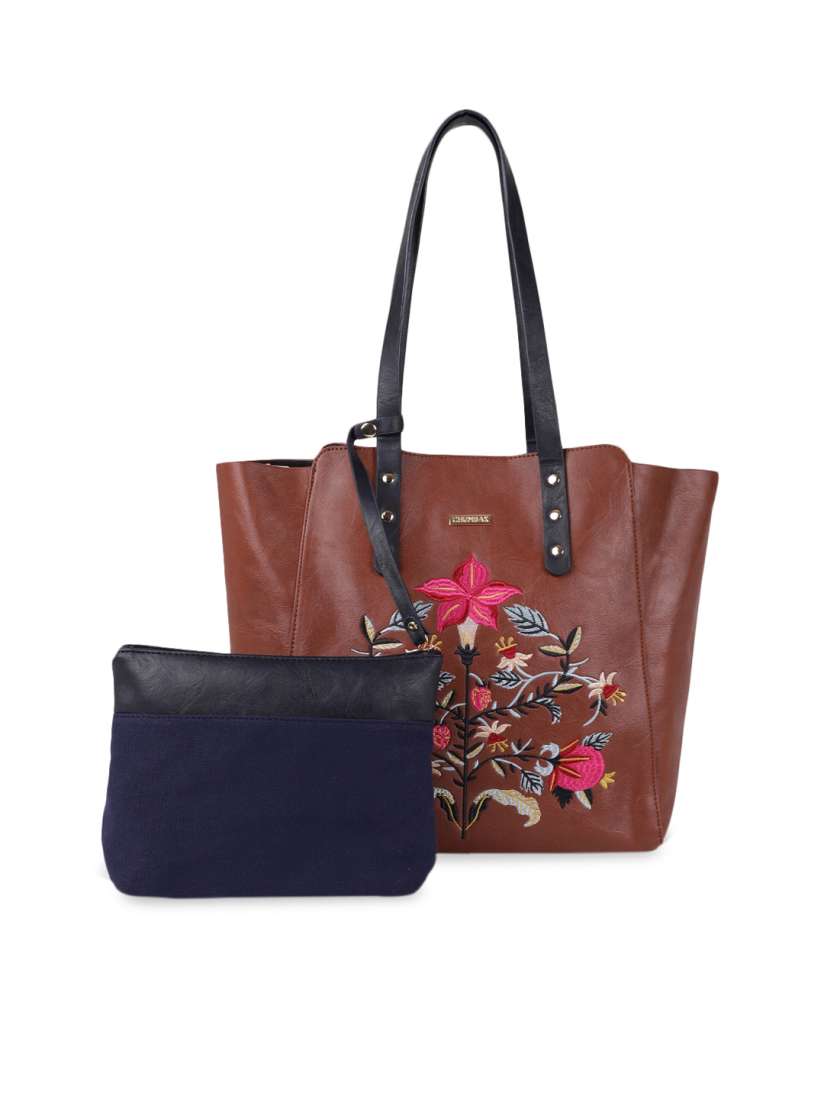 Buy Chumbak Tan Brown Embroidered Shoulder Bag With Pouch Handbags for Women 11116768 Myntra