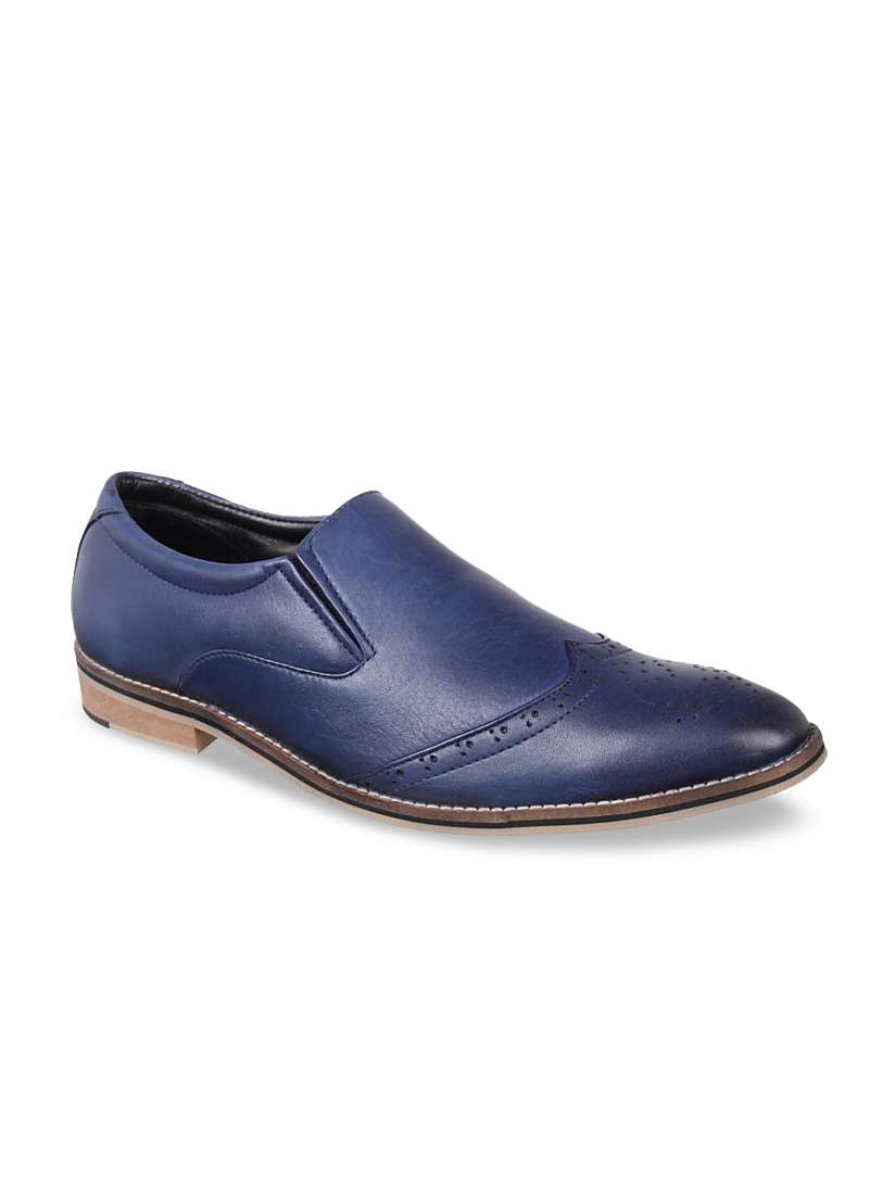 Buy Vardhra Men Blue Solid Leather Formal Slip Ons Formal Shoes for Men 11130408 Myntra