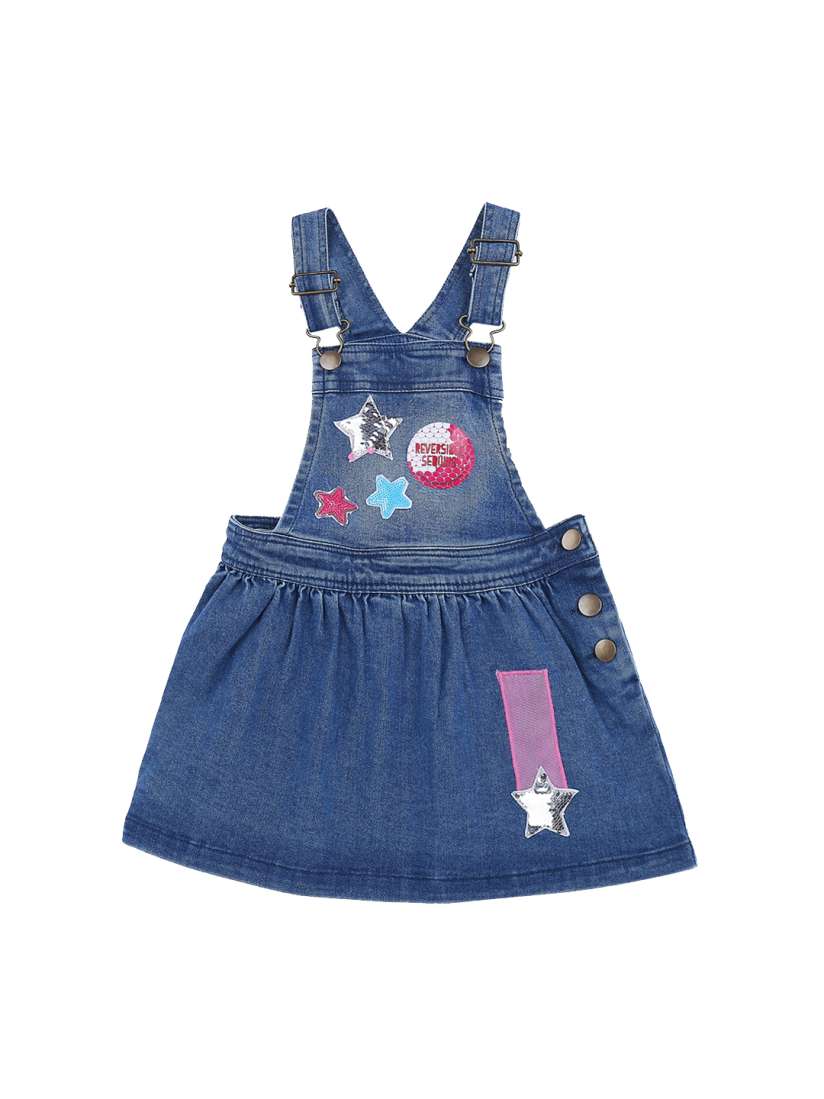 Buy Pantaloons Junior Girls Blue Embellished Denim Pinafore Dress Dresses for Girls 11136818 Myntra