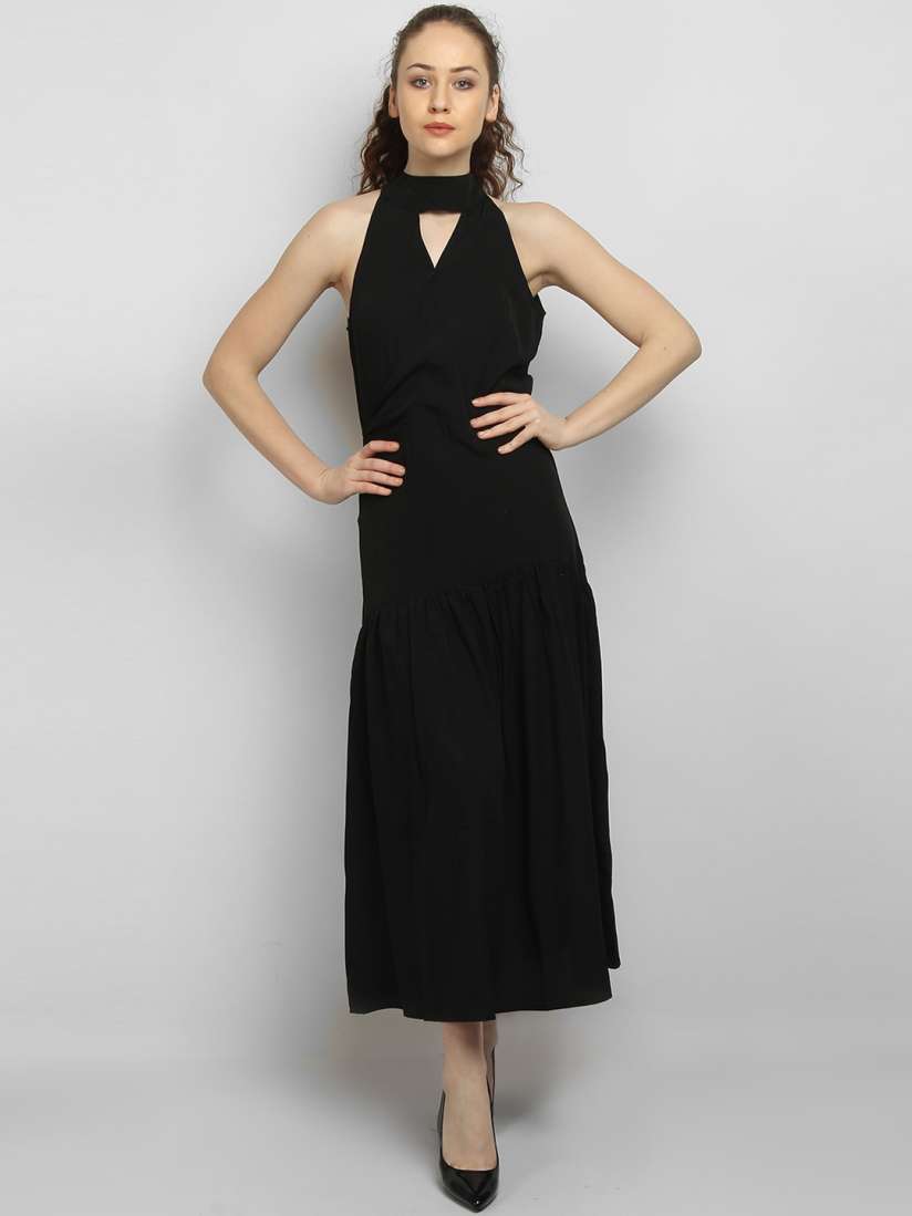Buy LA LOFT Women Black Solid Wrap Dress Dresses for Women 8794509 Myntra