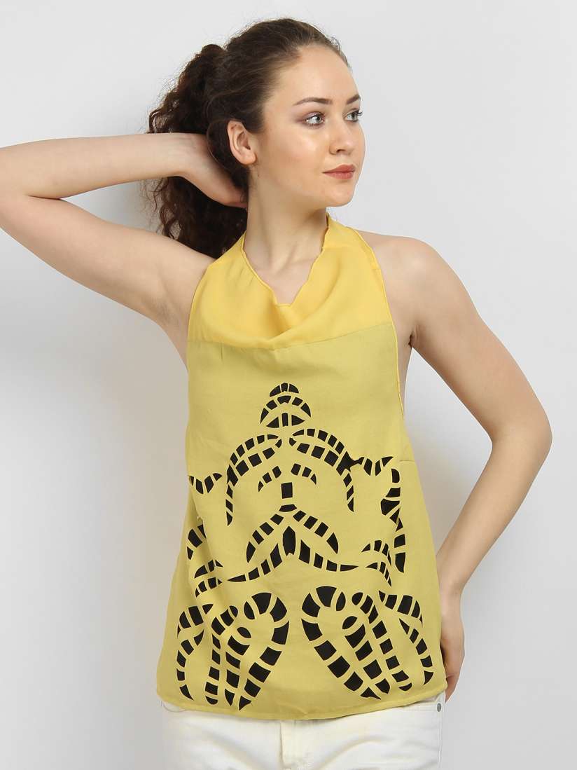 Buy LA LOFT Women Yellow Printed Top Tops for Women 8794485 Myntra