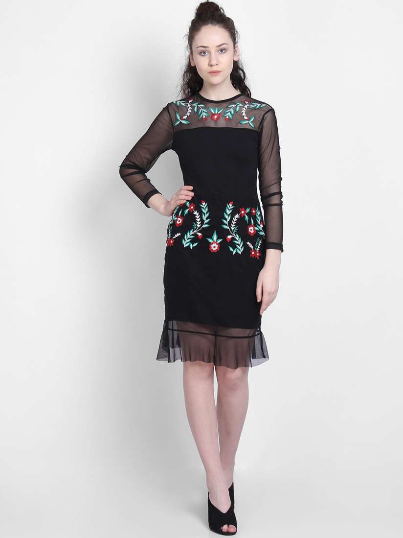 Buy LA LOFT Women Black Floral Embellished Sheath Dress Dresses for Women 8801849 Myntra