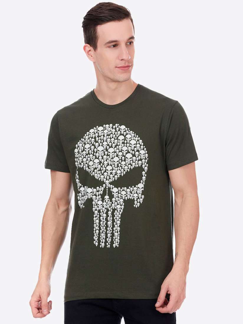 Buy PUNISHER Printed Round Neck Pure Cotton T shirt Tshirts for Men 8873245 Myntra