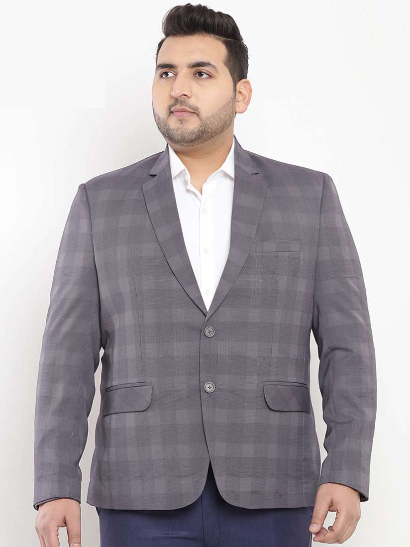 Buy John Pride Plus Size Men Grey Checked Single Breasted Blazer Blazers for Men 8884089 Myntra