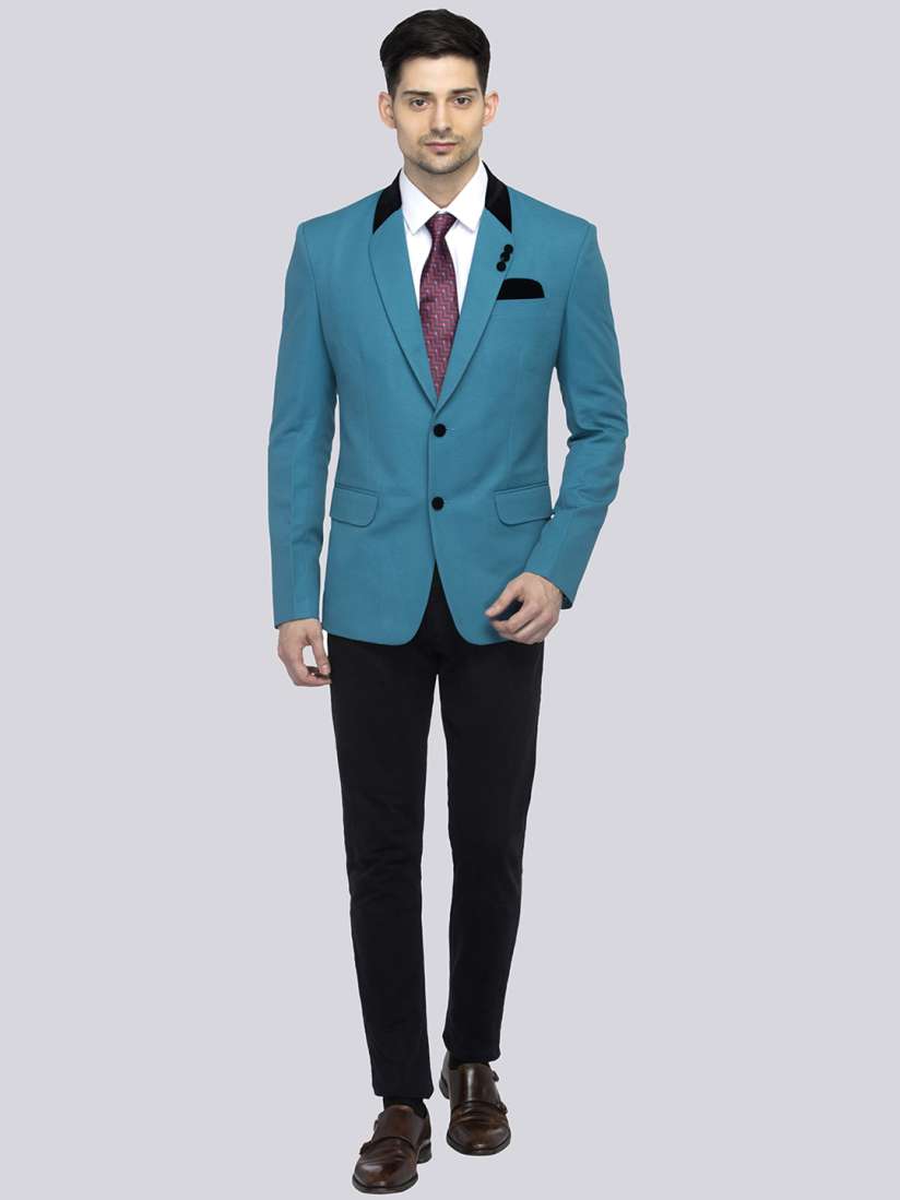 Buy FAVOROSKI Men Teal Blue Solid Slim Fit Single Breasted Blazer Blazers for Men 8907443 Myntra