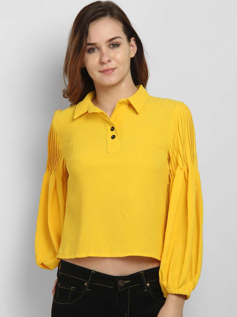 Buy LA LOFT Women Yellow Solid A Line Top Tops for Women 8921005 Myntra