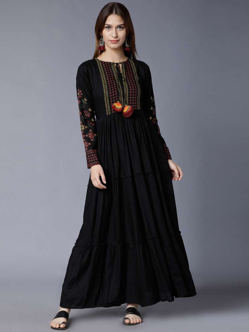 Vishudh black printed maxi dress hot sale