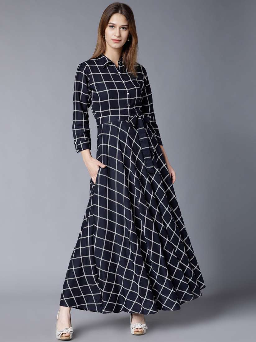 Buy Vishudh Women Navy Blue Printed Maxi Dress Ethnic Dresses for Women 8746073 Myntra