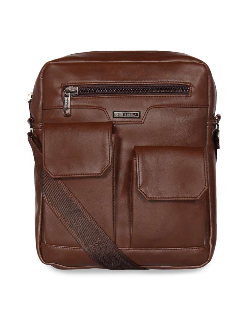 Buy ESBEDA Brown Solid Messenger Bag Messenger Bag for Men 8939181 Myntra