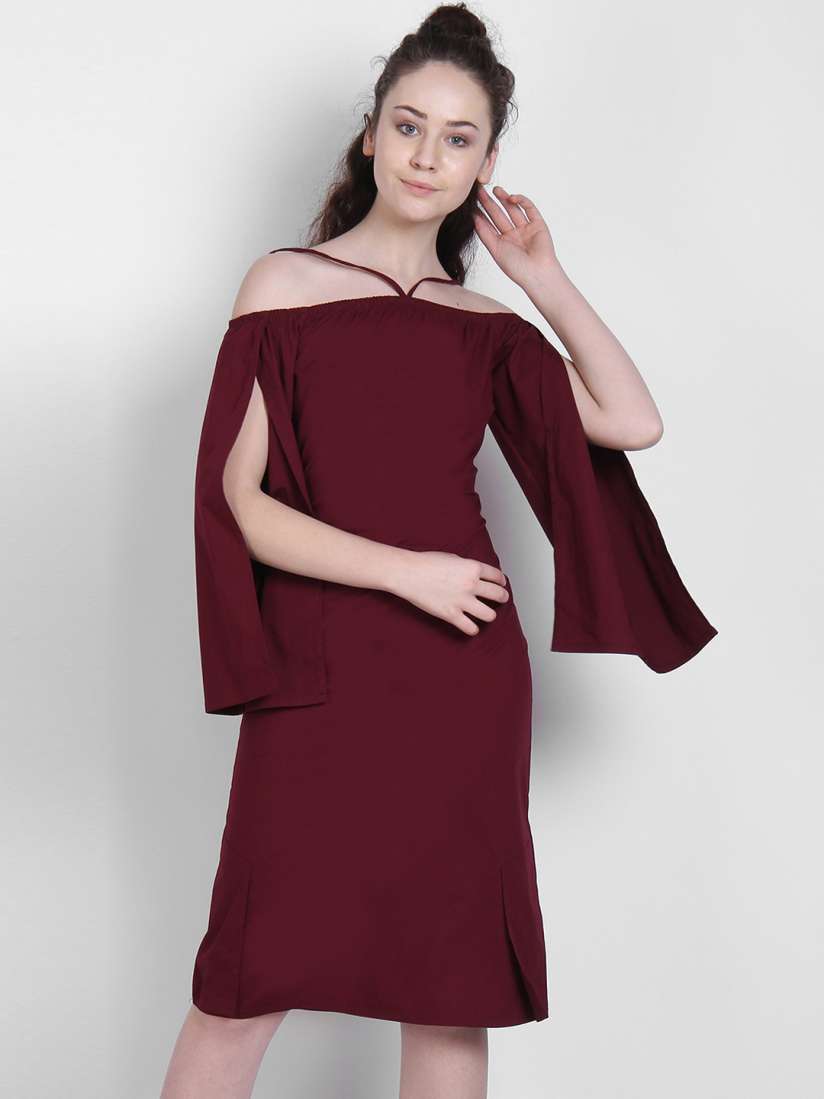 Buy LA LOFT Women Maroon Solid Sheath Dress Dresses for Women 8940973 Myntra