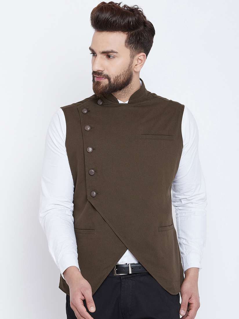 Buy Hypernation Men Brown Solid Pure Cotton Waistcoat Waistcoat for Men 9009557 Myntra