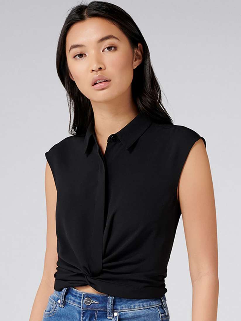 Buy Forever New Women Black Solid Shirt Style Top Tops for Women 9016291 Myntra